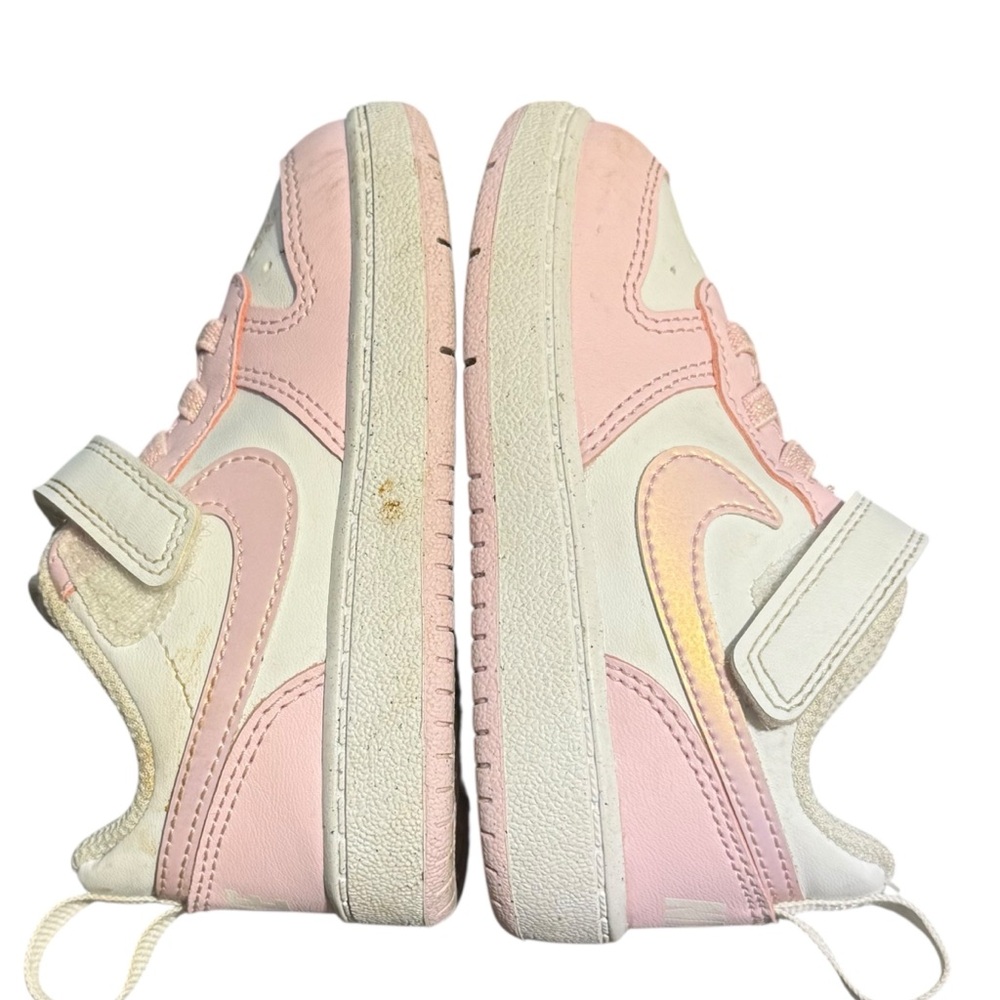 Nike Baby Girl Court Borough Low Baby Velcro Sneakers Shoes White Pink. 6. - Picture 4 of 8
